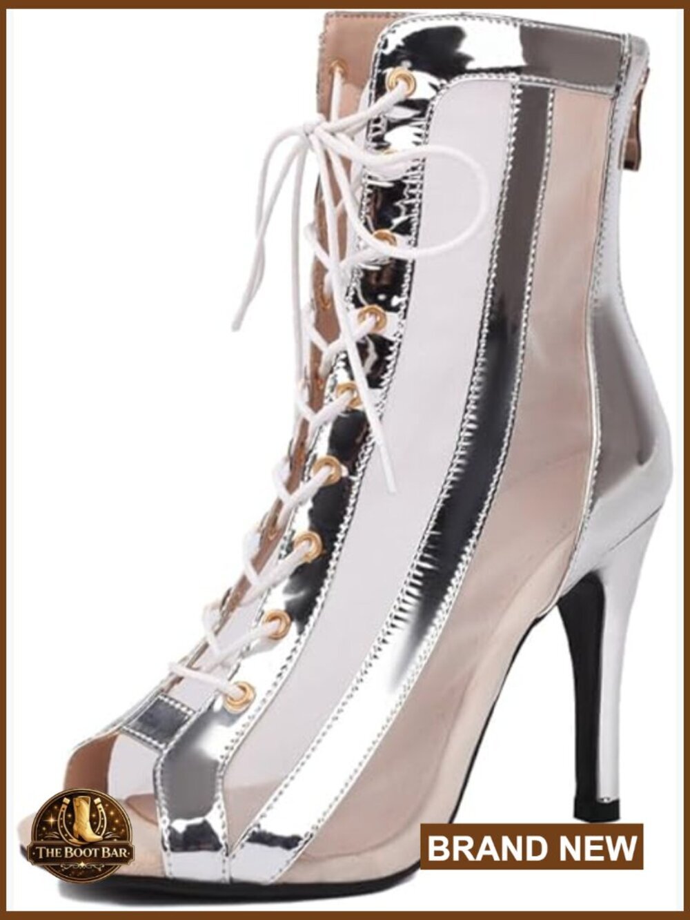 Womens Lace Up Ankle Dance Boots Peep Toe Heels Ballroom Latin Salsa